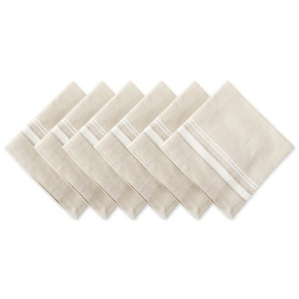 Design Imports White French Stripe Napkin Set of 6